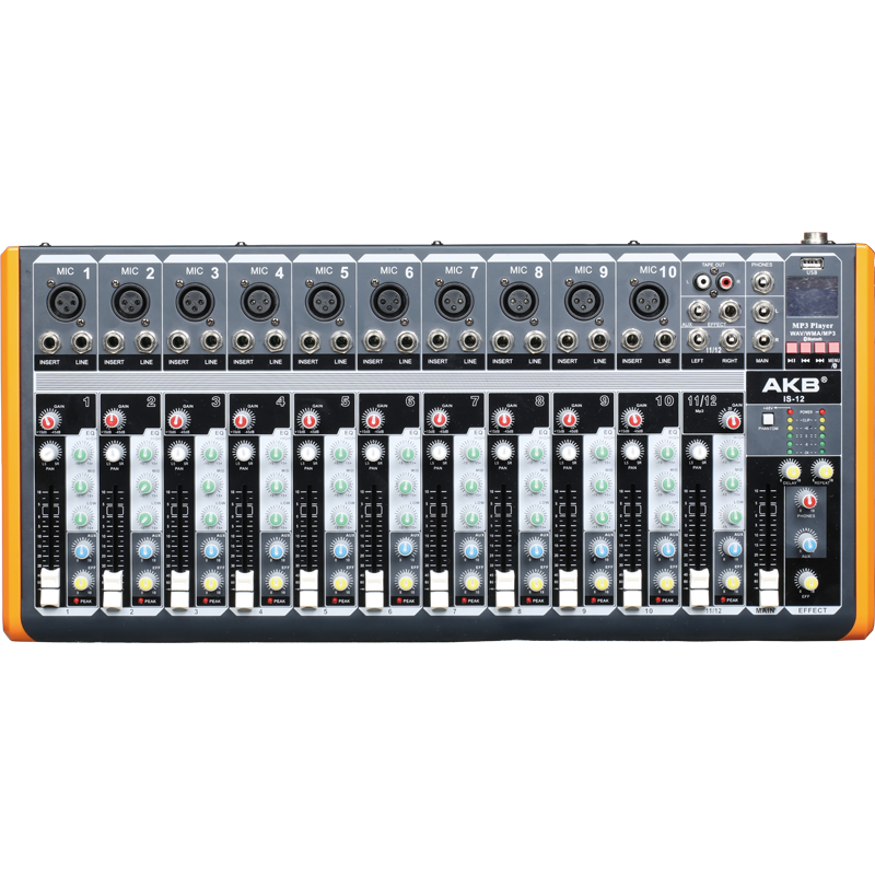 IS-12 professional audio video mixer 12 channel