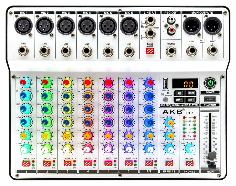  Luminous mixing console, various effect lighting effects，Luminous audio mixer DF-4/8