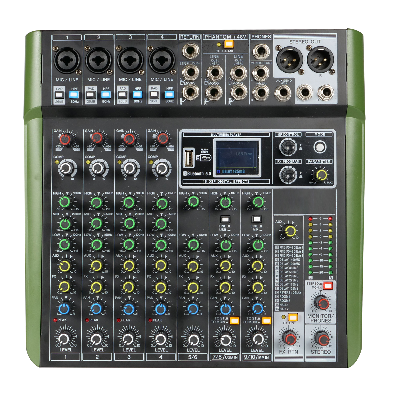DG-10 Sound Mixer 10 Channels Professional Audio 