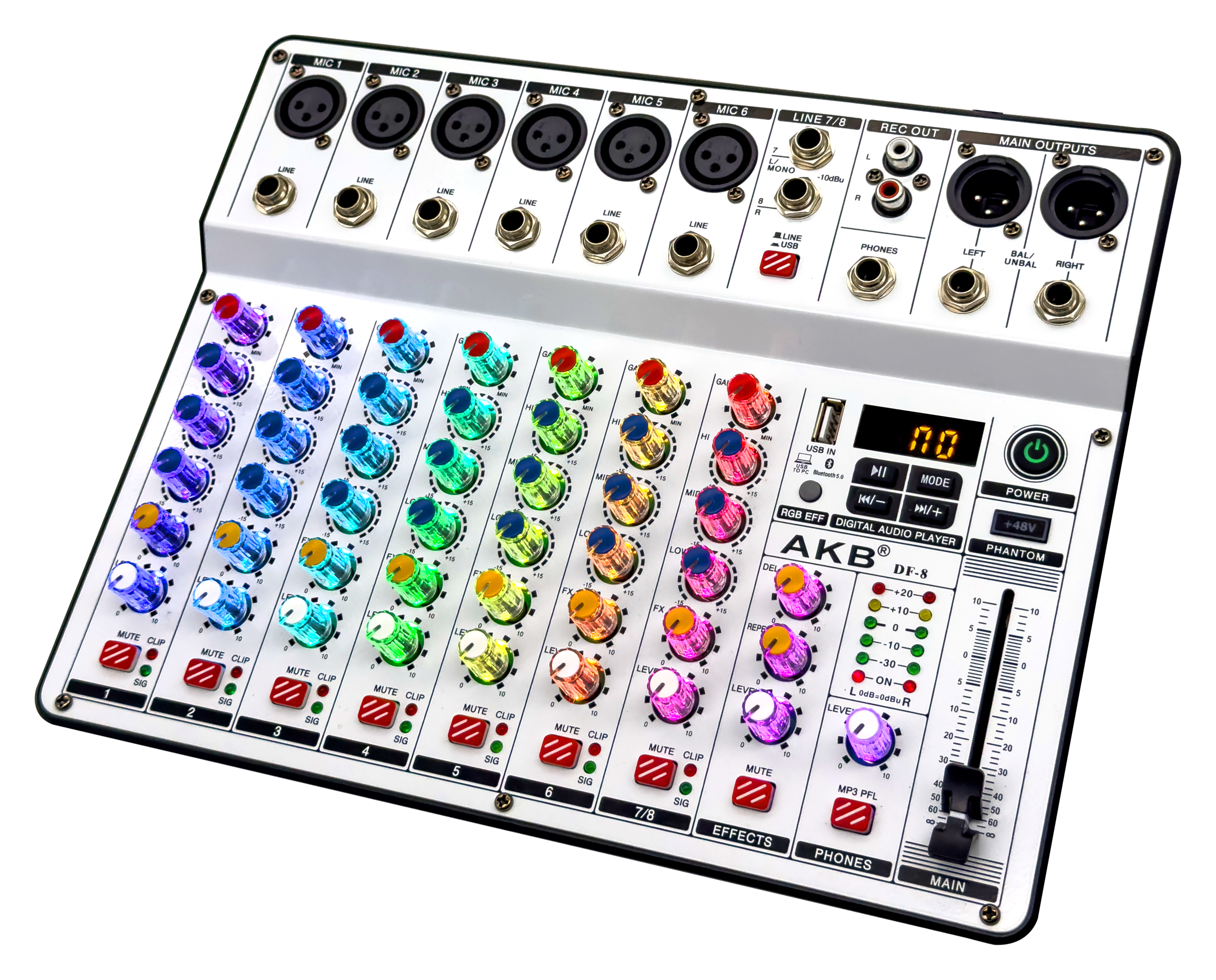  Luminous mixing console, various effect lighting effects，Luminous audio mixer DF-4/8